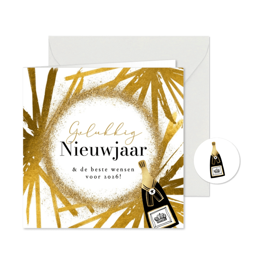 Moderne nieuwjaarskaart zakelijk abstract ster goud - Kaartimpressie