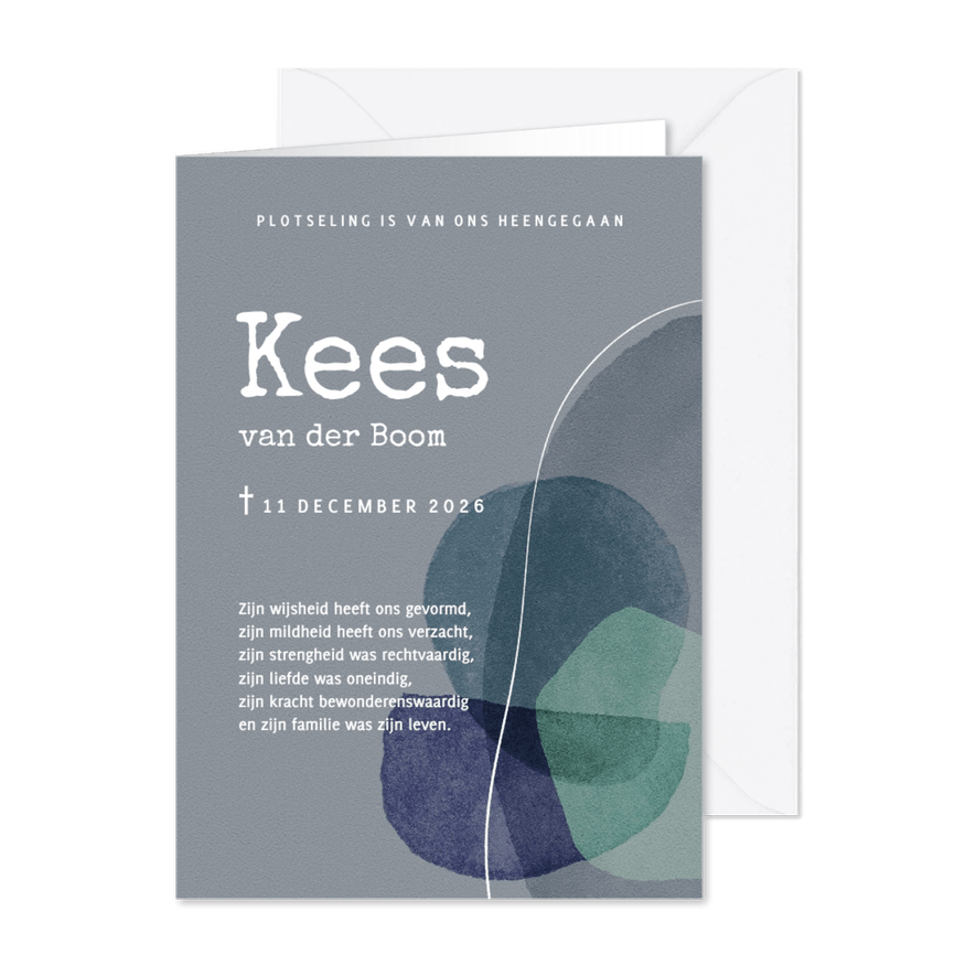 Moderne rouwkaart abstracte vormen waterverf gedicht - Kaartimpressie