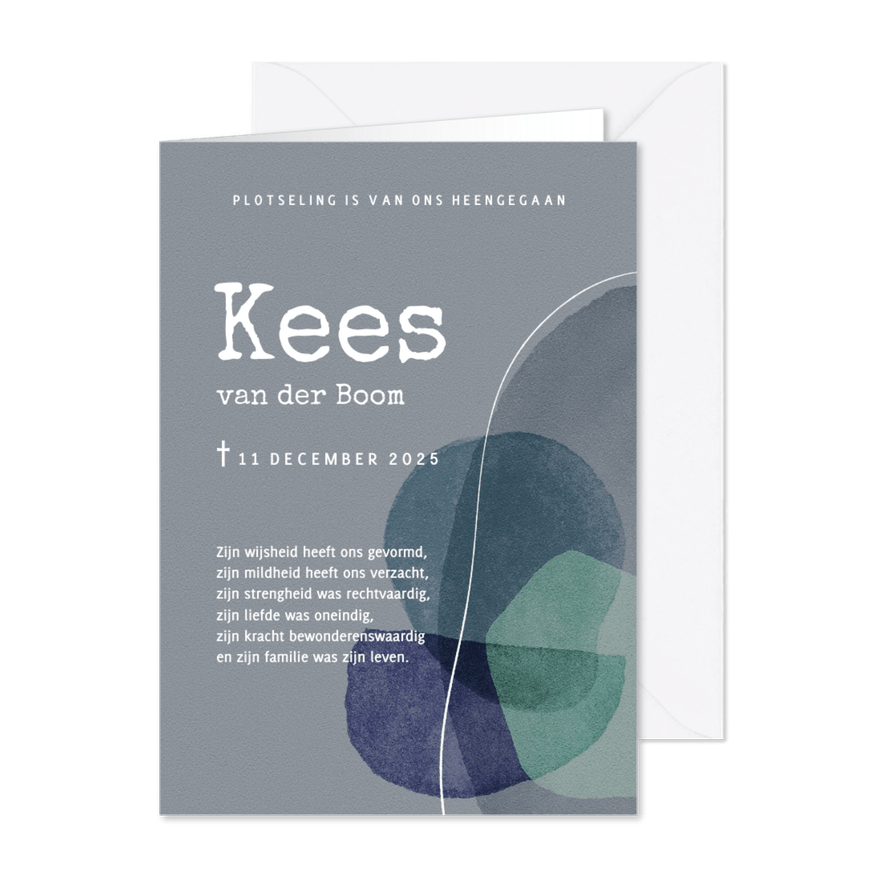 Moderne rouwkaart abstracte vormen waterverf gedicht - Kaartimpressie