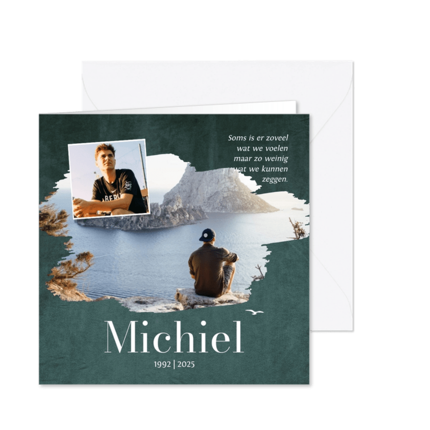 Moderne rouwkaart velvet silhouet vogels foto's - Kaartimpressie