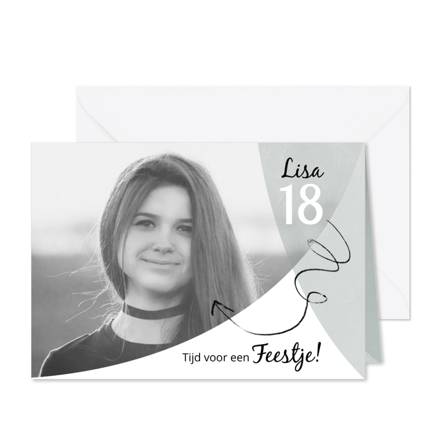 Moderne, stijlvolle en speelse uitnodiging met foto - Kaartimpressie