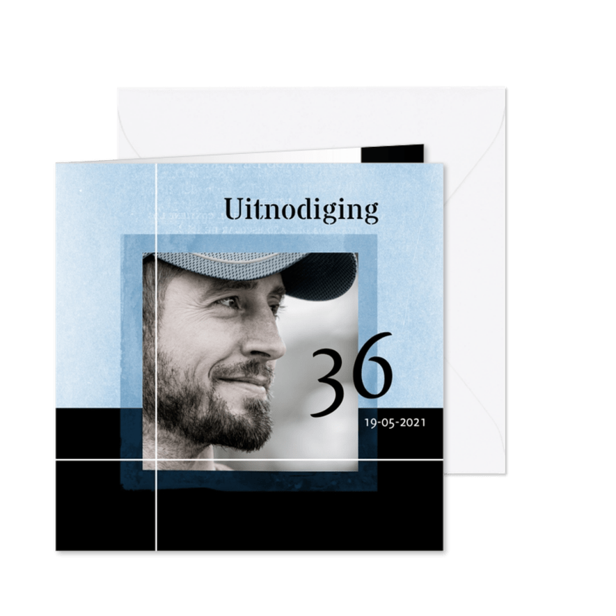 Moderne, stijlvolle uitnodiging voor een man - Kaartimpressie