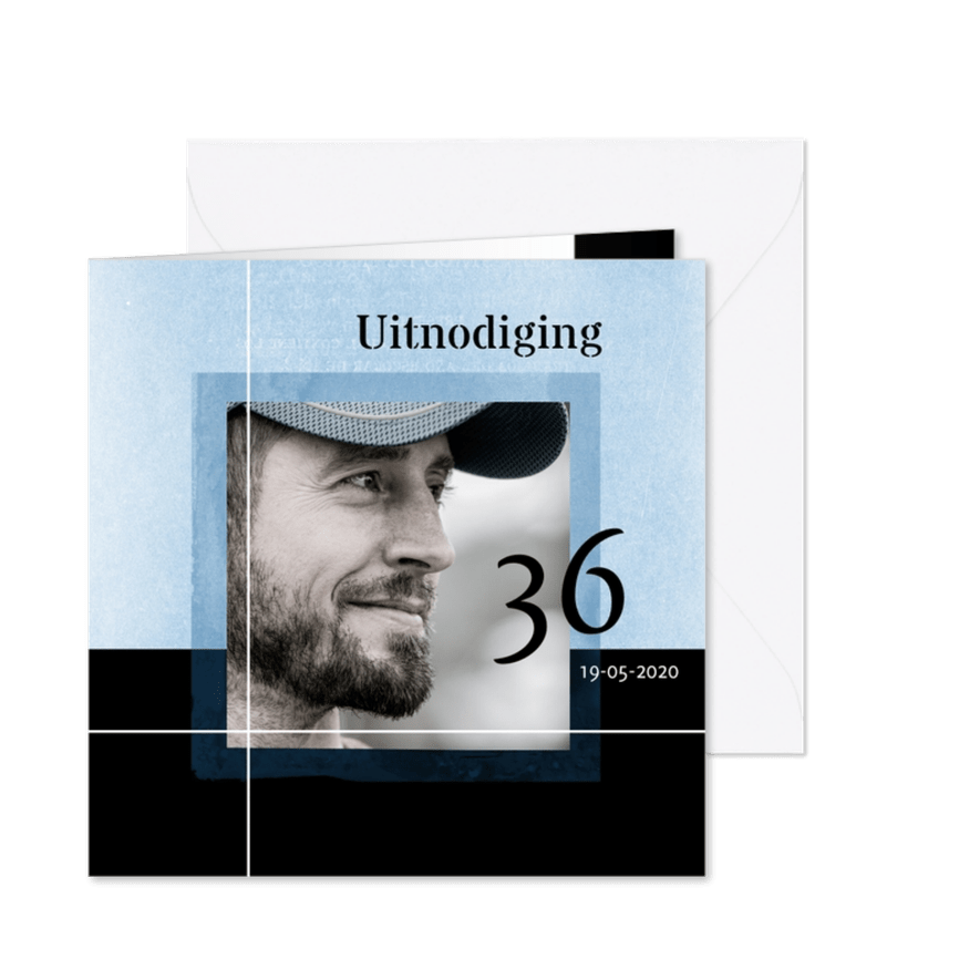 Moderne, stijlvolle uitnodiging voor een man - Kaartimpressie