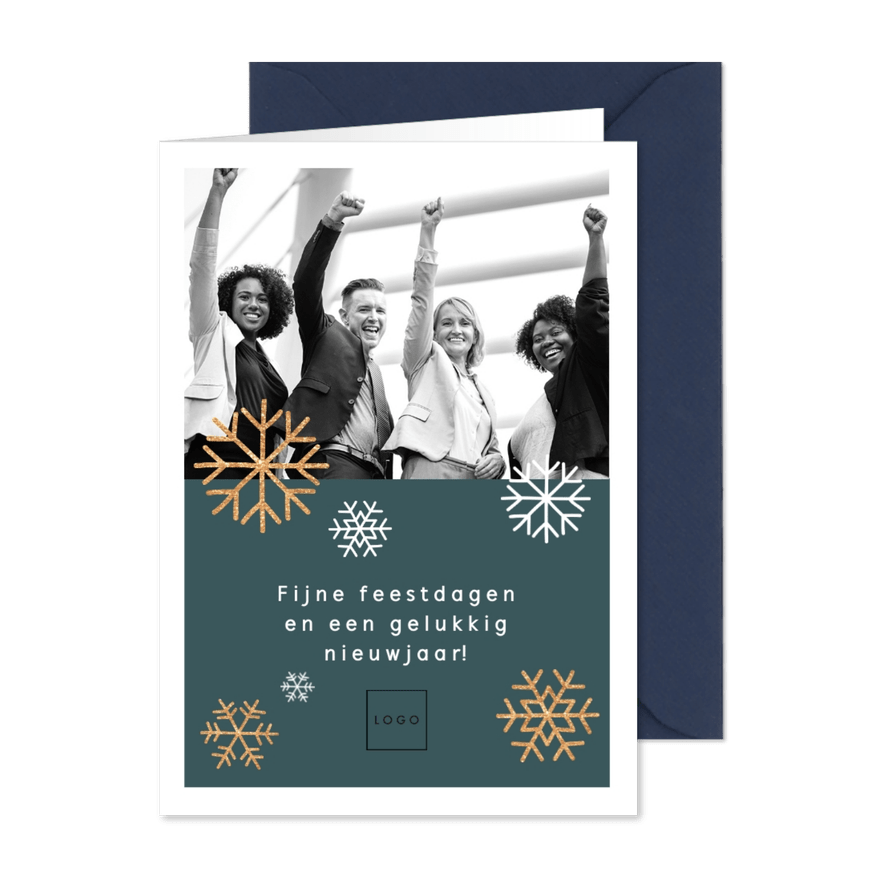Moderne, stijlvolle zakelijke kerstkaart met eigen foto - Kaartimpressie