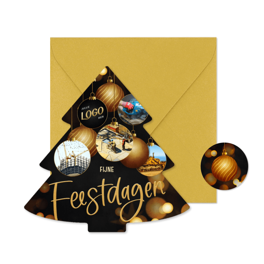 Moderne zakelijke kerstboom kaart kerstballen fotocollage - Kaartimpressie