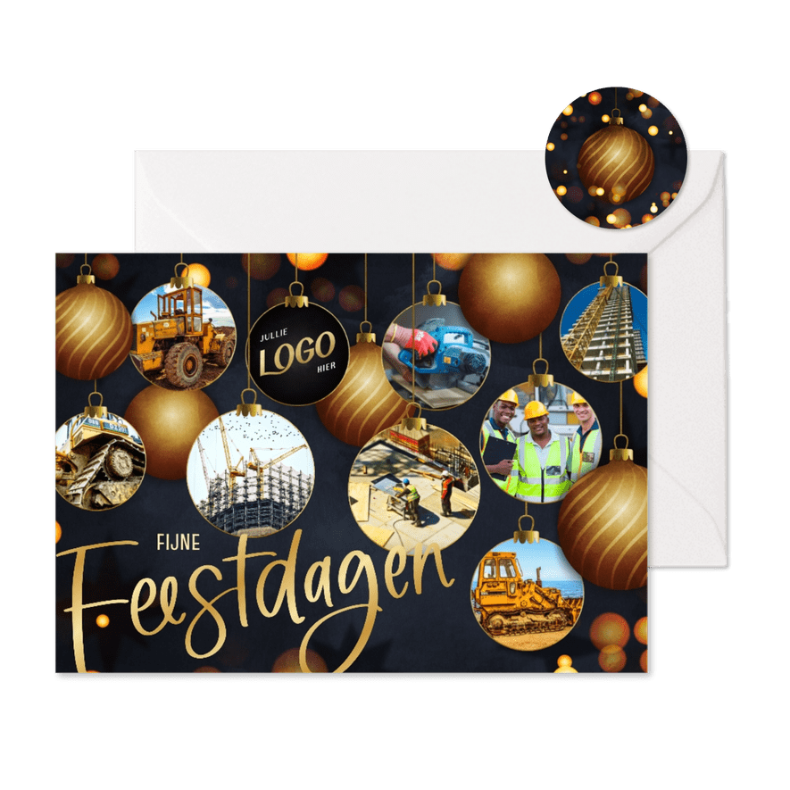 Moderne zakelijke kerstkaart kerstballen fotocollage - Kaartimpressie