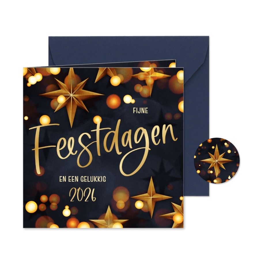 Moderne zakelijke kerstkaart kerstster goud blauw - Kaartimpressie