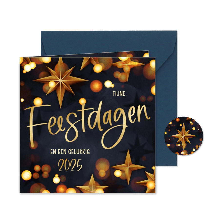 Moderne zakelijke kerstkaart kerstster goud blauw - Kaartimpressie