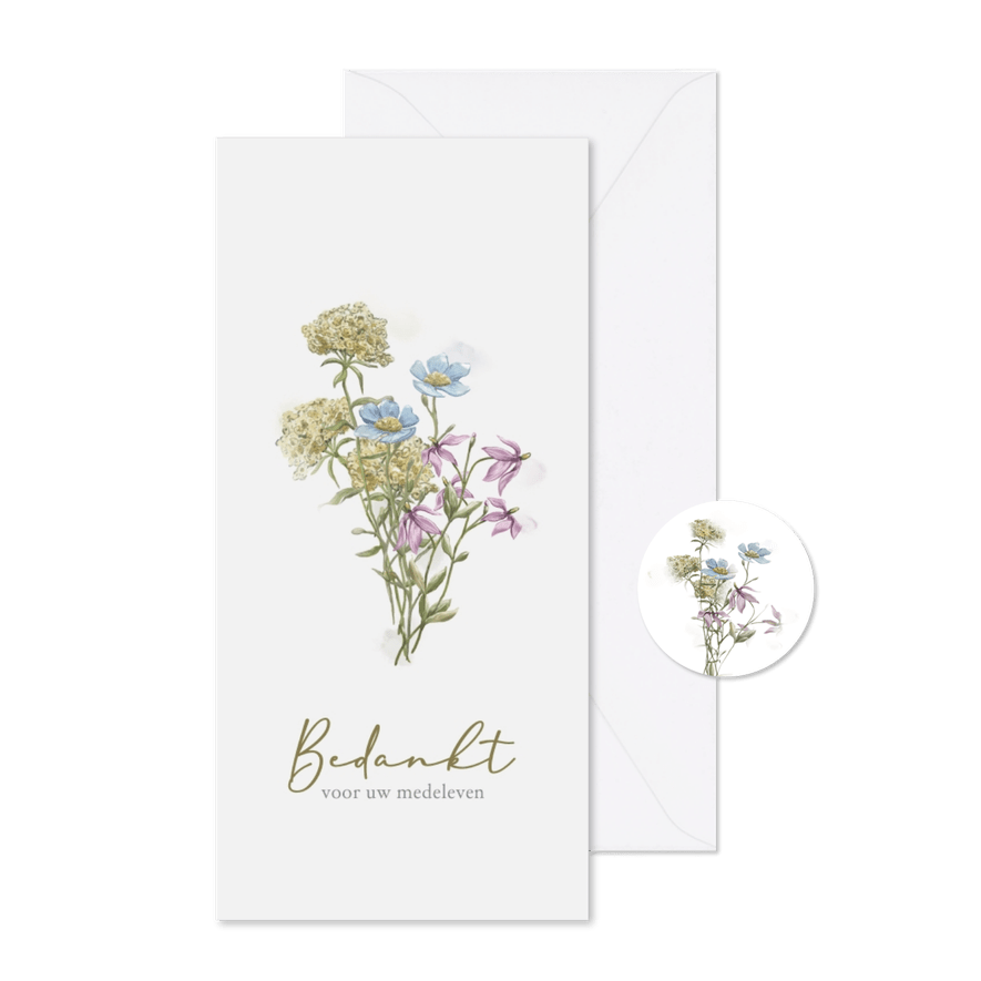 Mooie bedankkaartje met wilde bloemen in aquarel - Kaartimpressie