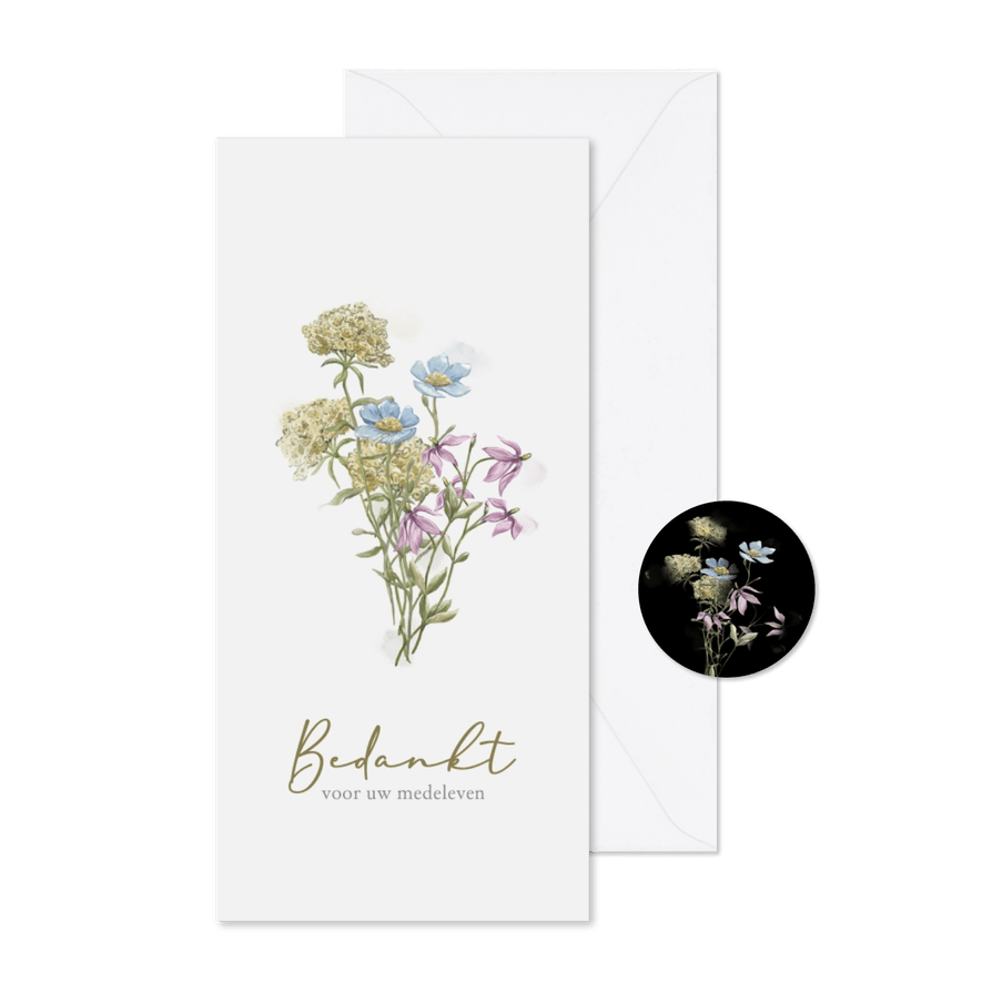 Mooie bedankkaartje met wilde bloemen in aquarel - Kaartimpressie