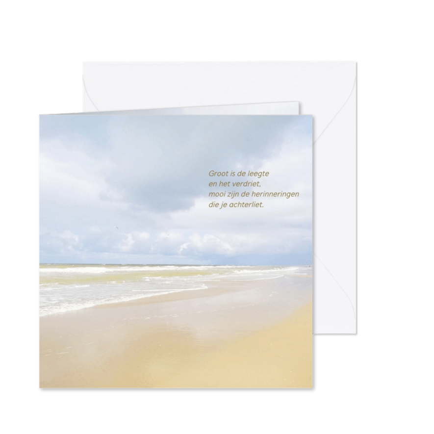 Mooie rouw- of bedankkaart met strand, lucht en zee - Kaartimpressie