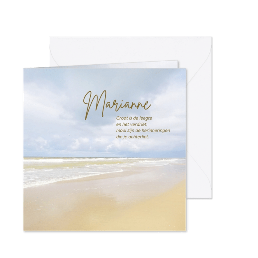 Mooie rouw- of bedankkaart met strand, lucht en zee - Kaartimpressie