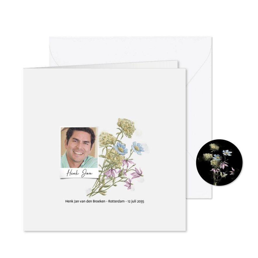 Mooie rouwkaart met wilde bloemen in aquarel - Kaartimpressie