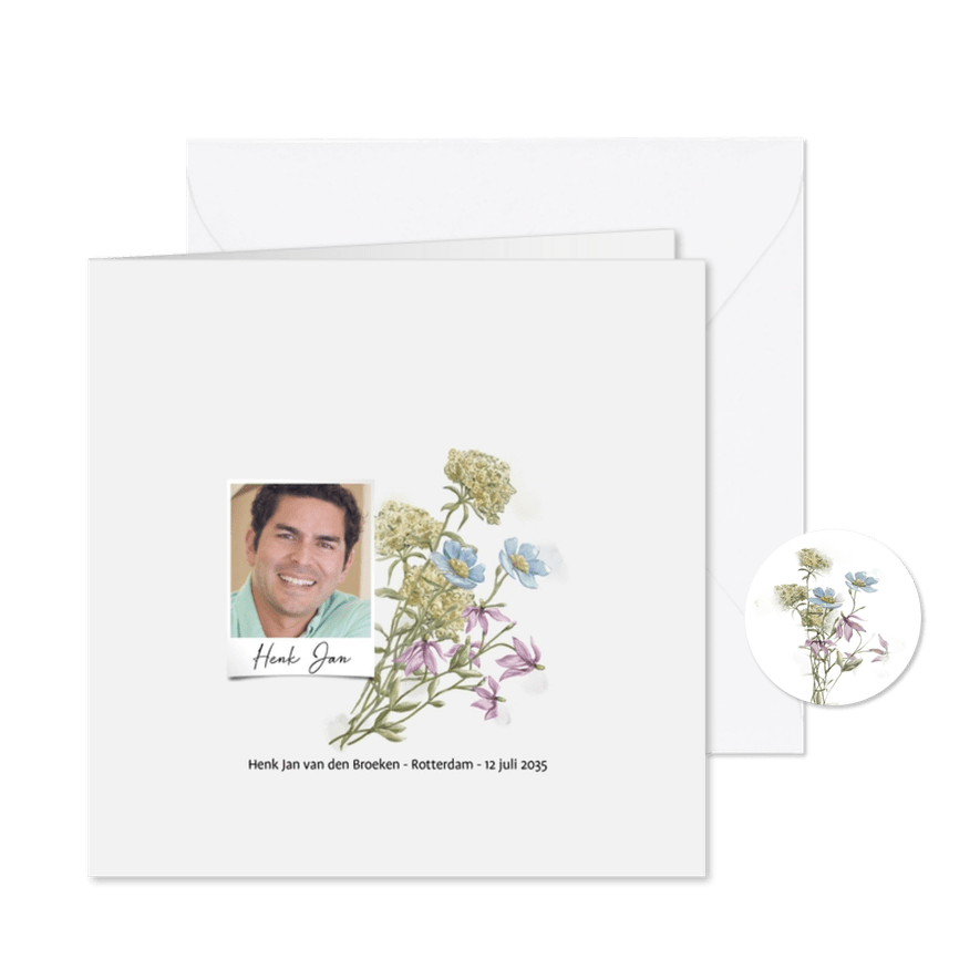 Mooie rouwkaart met wilde bloemen in aquarel - Kaartimpressie