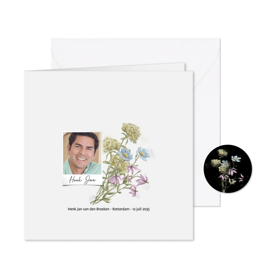Mooie rouwkaart met wilde bloemen in aquarel - Kaartimpressie