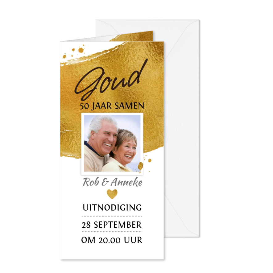 Mooie uitnodiging voor 50-jarig gouden jubileum - Kaartimpressie