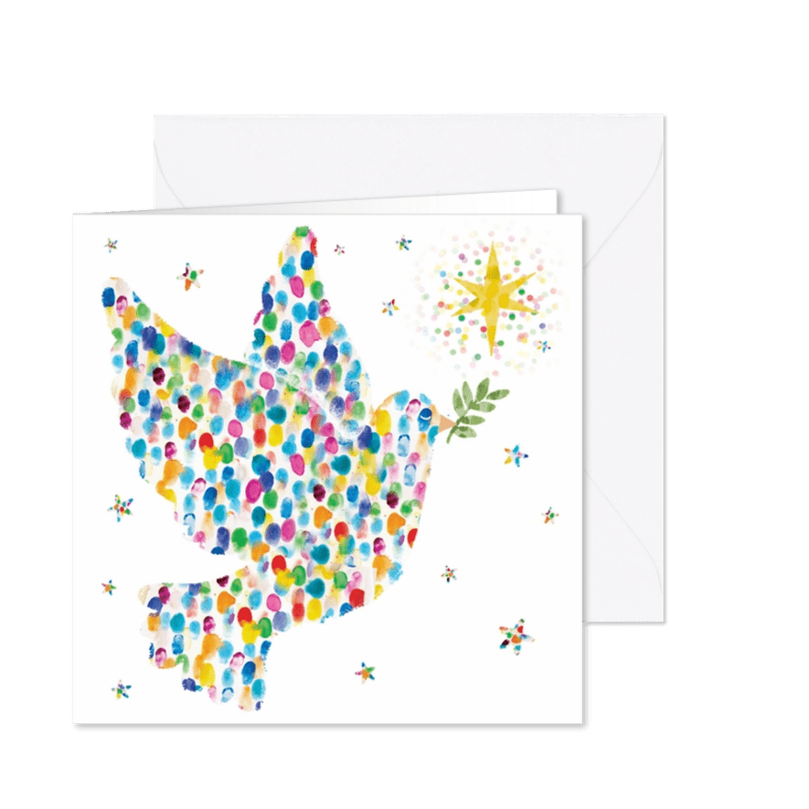 Mooie zakelijke kerstkaart met vredesduif  - Kaartimpressie