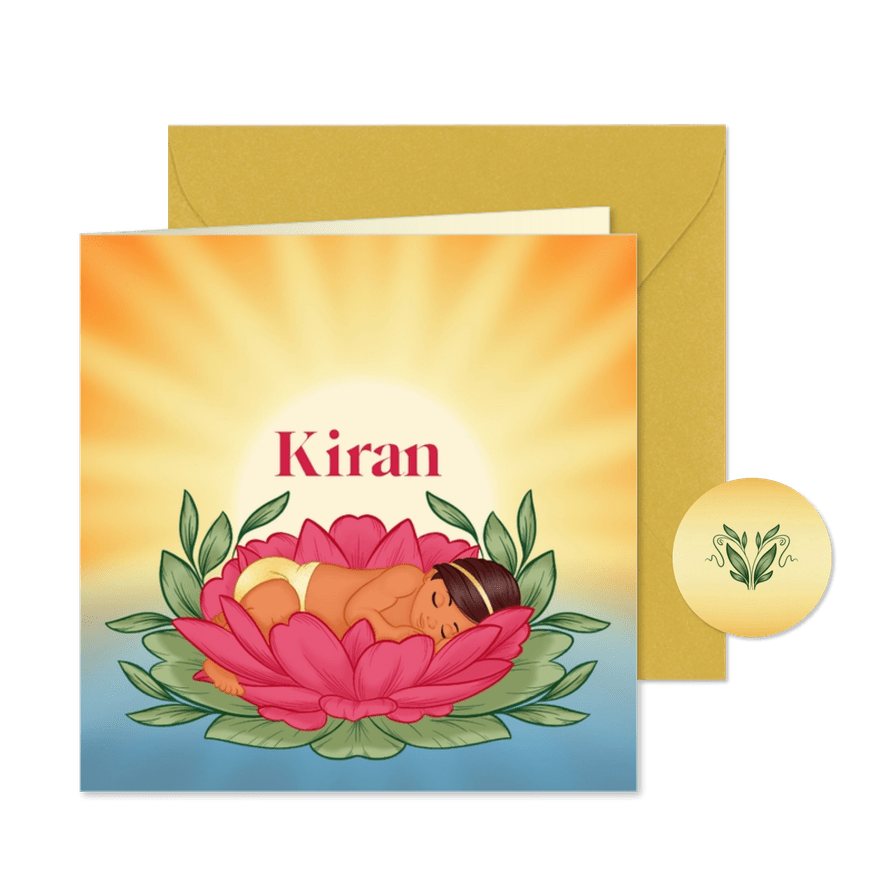 Multicultureel geboortekaartje voor een babymeisje  - Kaartimpressie