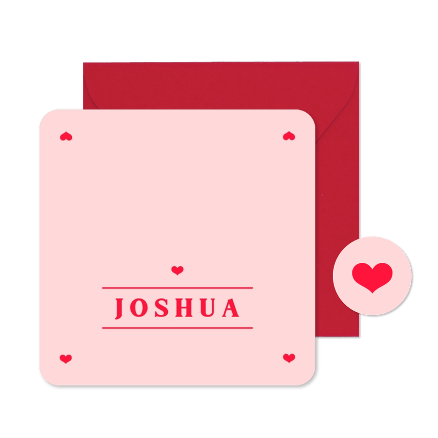 Naamkaartje hip modern romantisch roze rood - Kaartimpressie