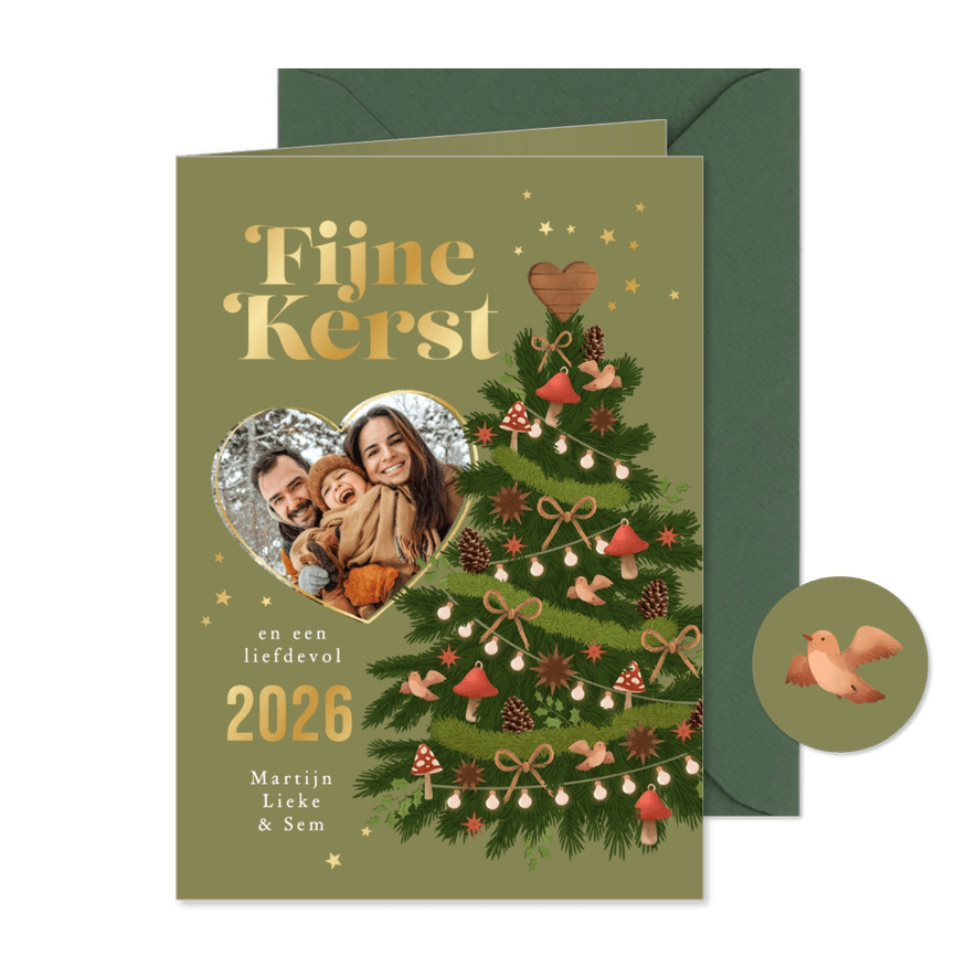 Natuurlijke kerstkaart kerstboom foto fijne kerst trend - Kaartimpressie