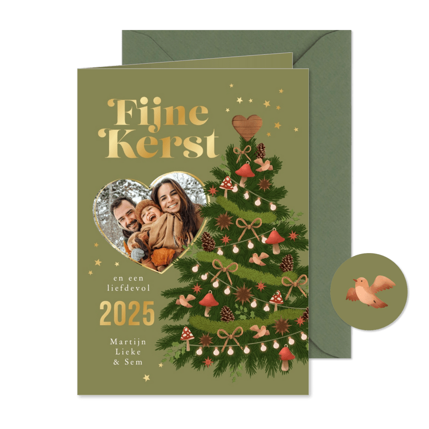 Natuurlijke kerstkaart kerstboom foto fijne kerst trend - Kaartimpressie