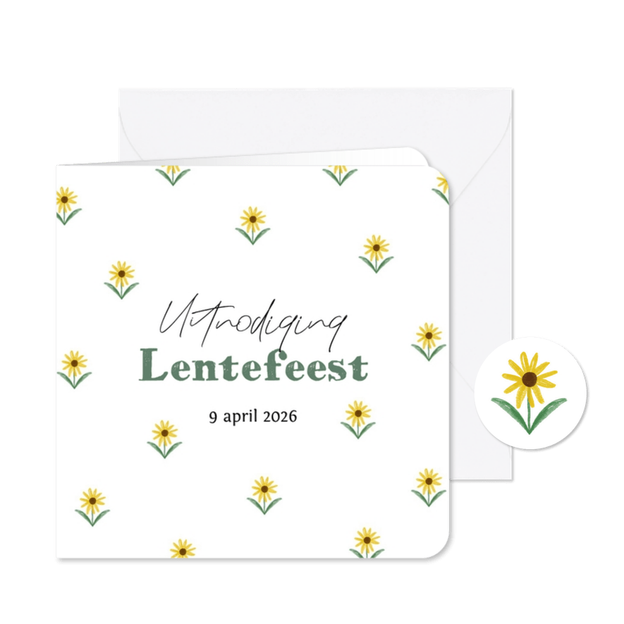 Neutrale uitnodiging lentefeest met bloemen - Kaartimpressie