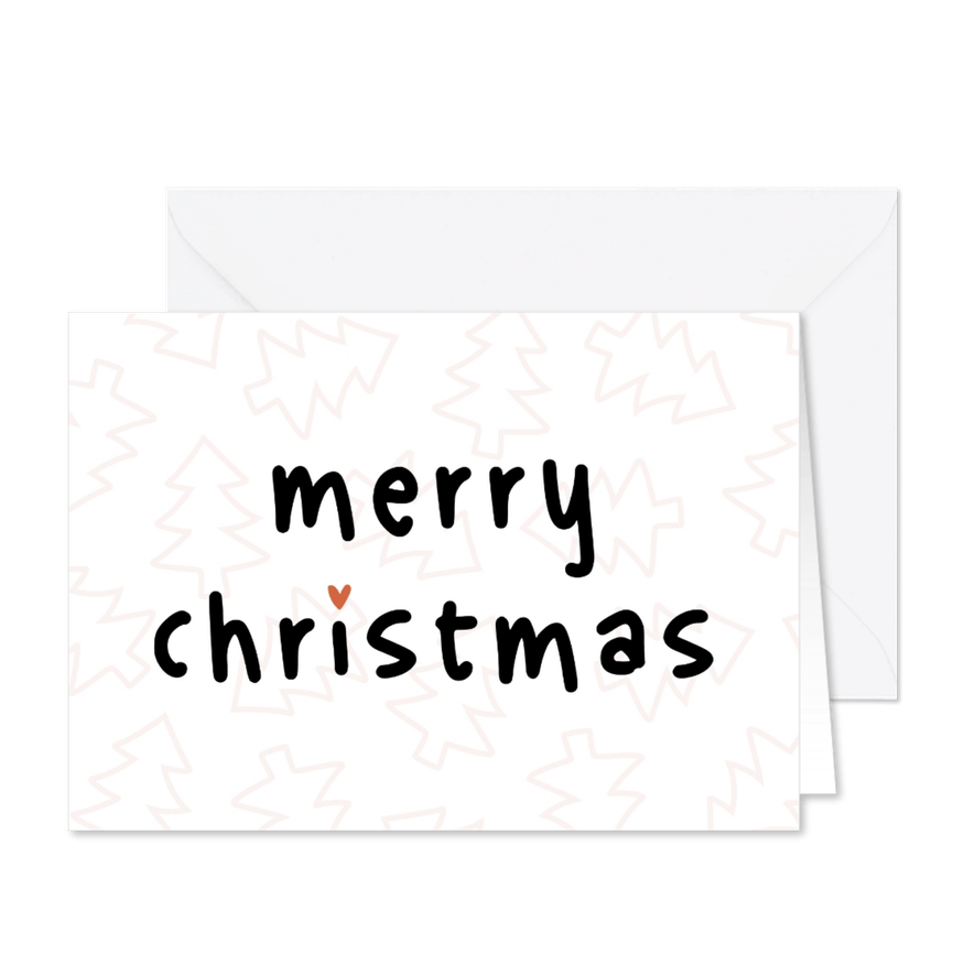 Nierstichting Merry Christmas met hartje en kerstboompjes - Kaartimpressie