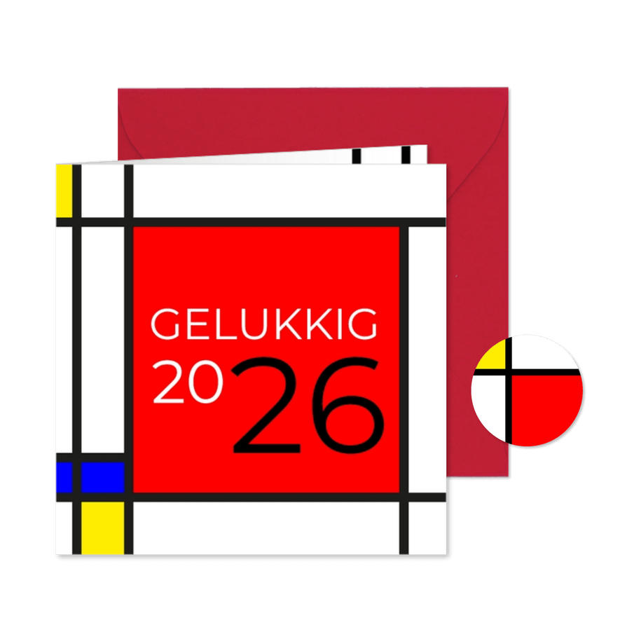 Nieuwjaar de stijl van Mondriaan - Kaartimpressie