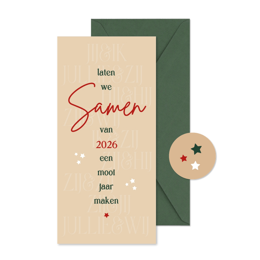 Nieuwjaar Laten we samen een mooi jaar maken - Kaartimpressie