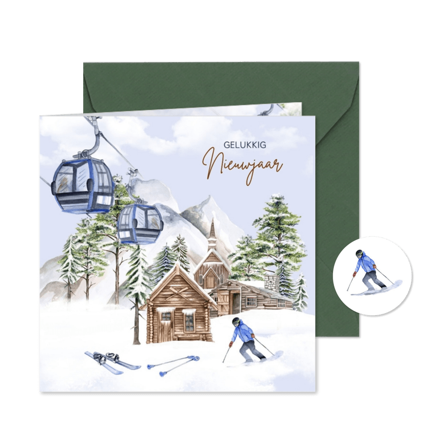 Nieuwjaar skihut in de winter - Kaartimpressie