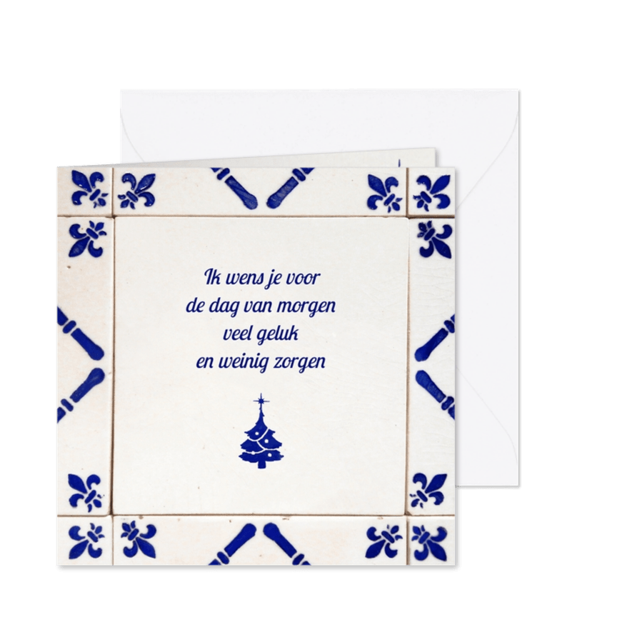 Nieuwjaar spreuk delftsblauw - Kaartimpressie