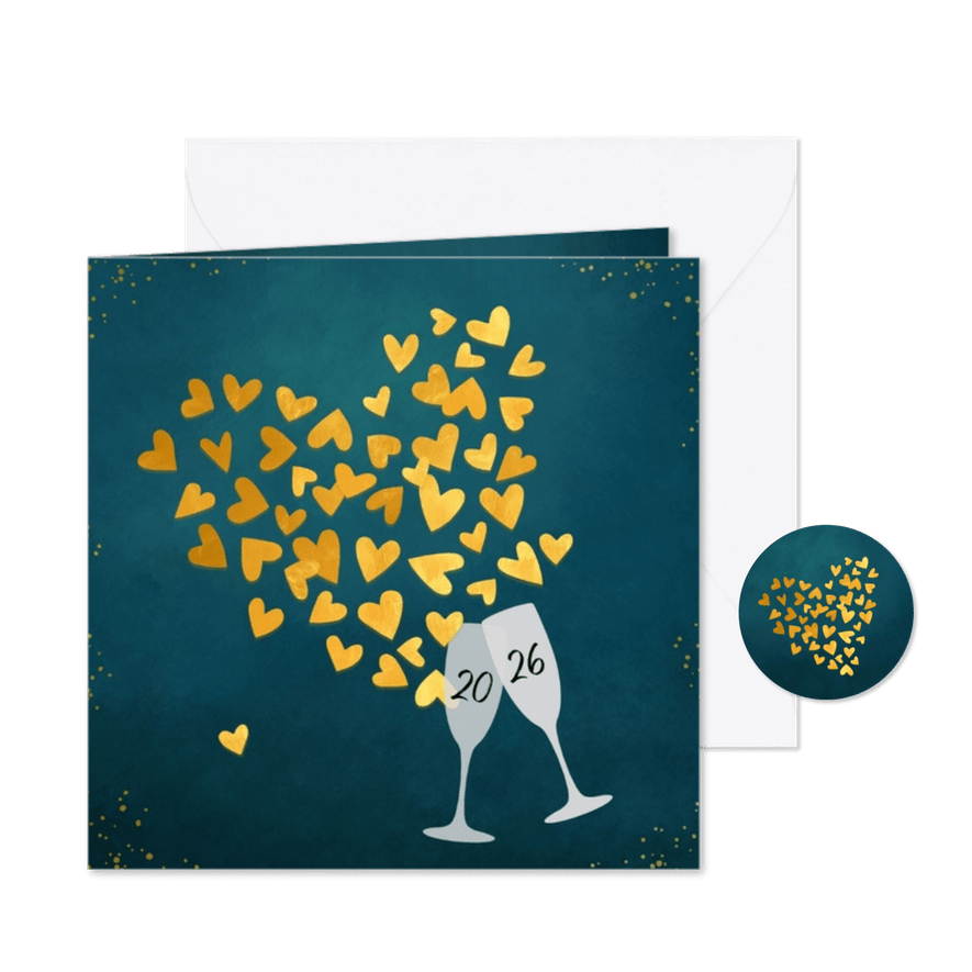 Nieuwjaar uitnodiging liefdevol hart - Kaartimpressie