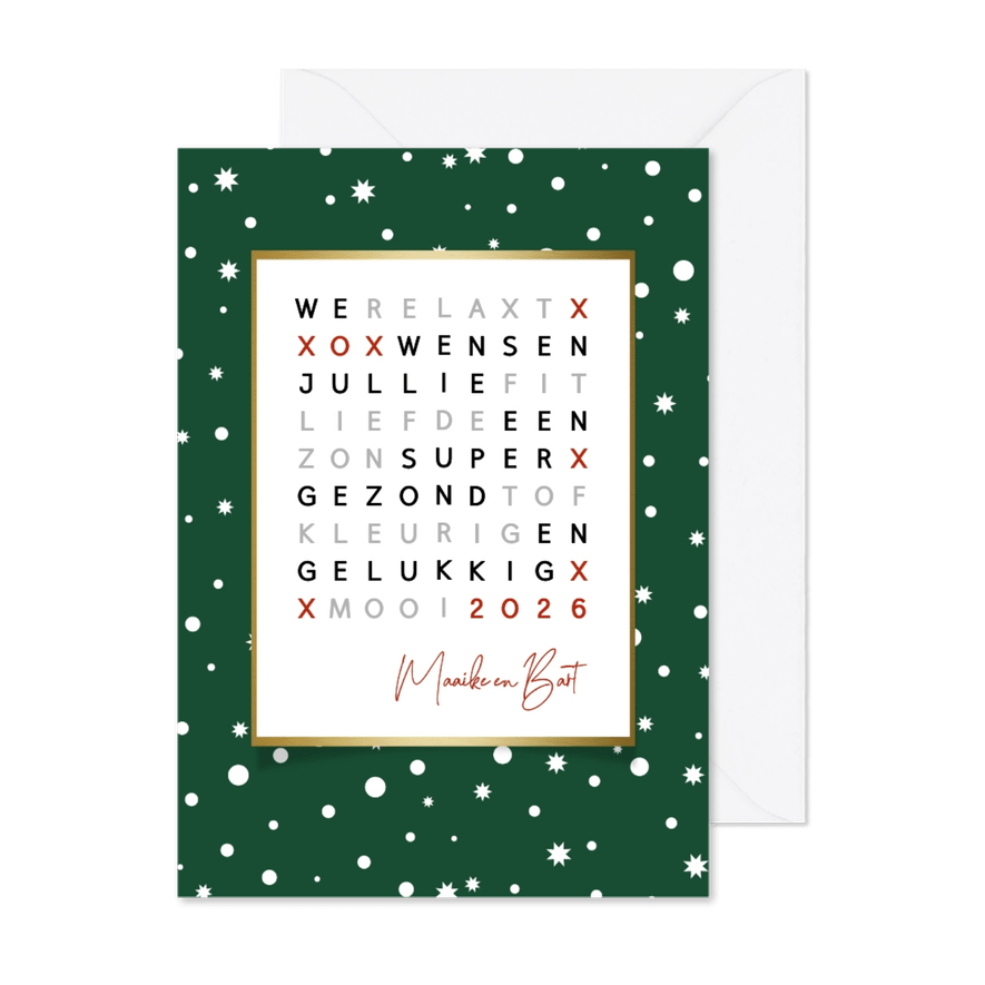 Nieuwjaar woordzoeker puzzel - Kaartimpressie