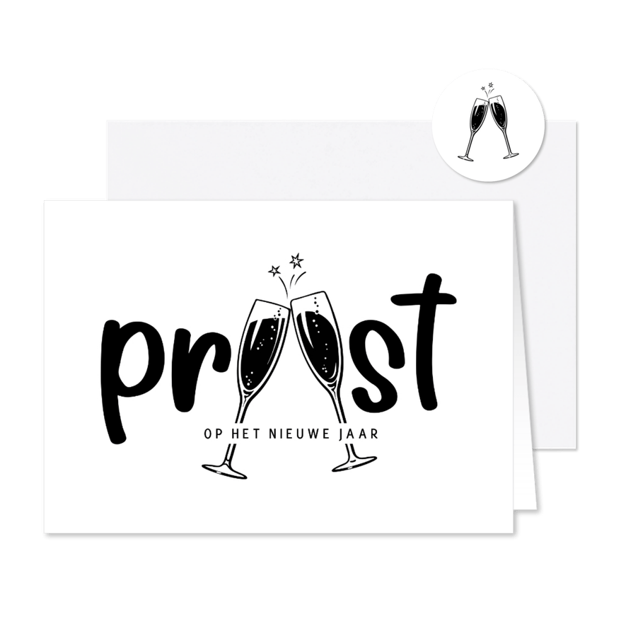 Nieuwjaarsborrel proost op het nieuwe jaar - Kaartimpressie