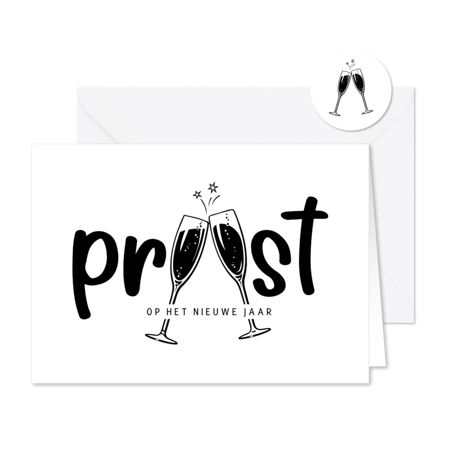 Nieuwjaarsborrel proost op het nieuwe jaar - Kaartimpressie