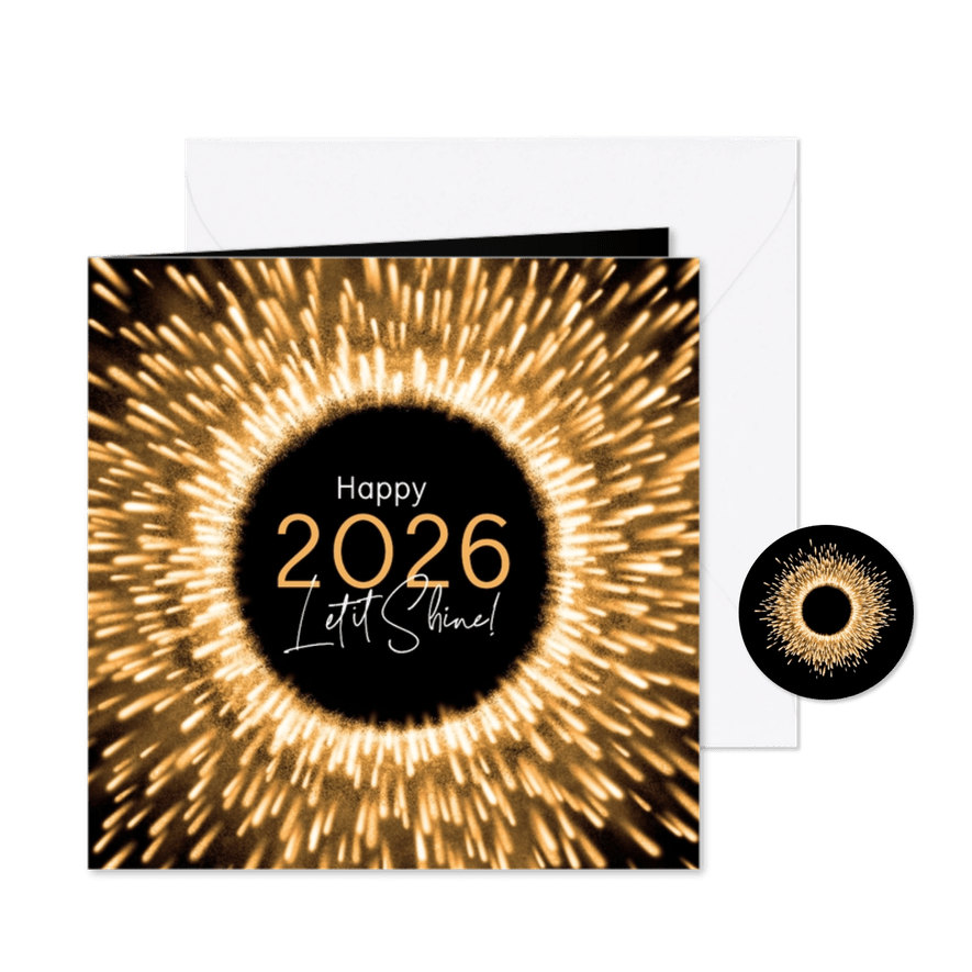 Nieuwjaarskaart 2026 Let it Shine - Kaartimpressie