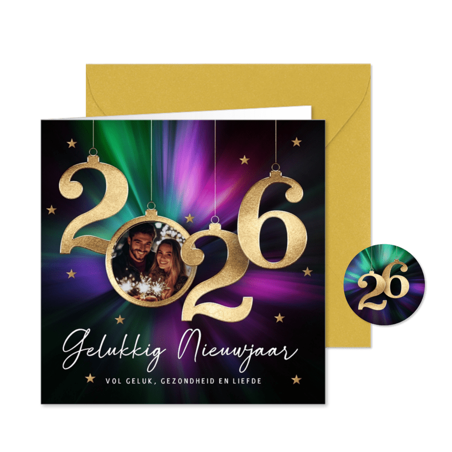 Nieuwjaarskaart 2026 met foto - Kaartimpressie