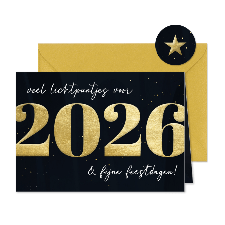 Nieuwjaarskaart 2026 met lichtpuntjes - Kaartimpressie