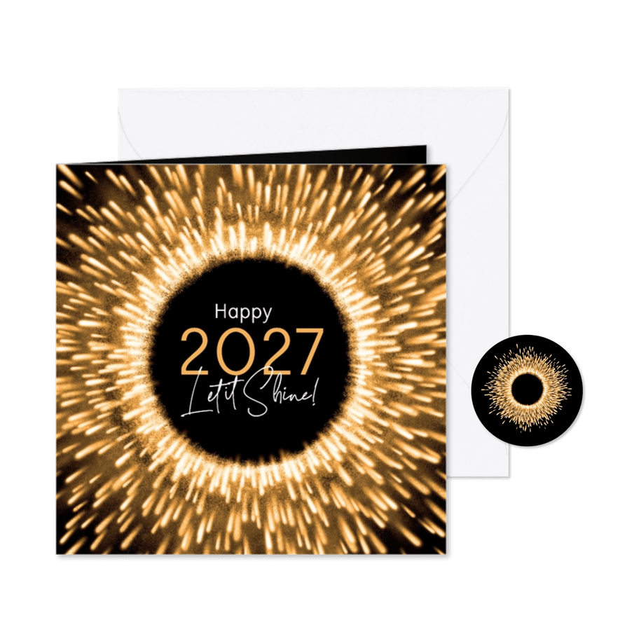 Nieuwjaarskaart 2027 Let it Shine - Kaartimpressie