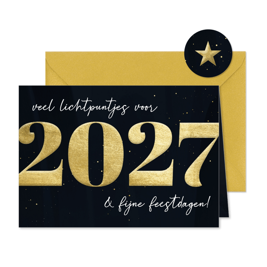 Nieuwjaarskaart 2027 met lichtpuntjes - Kaartimpressie