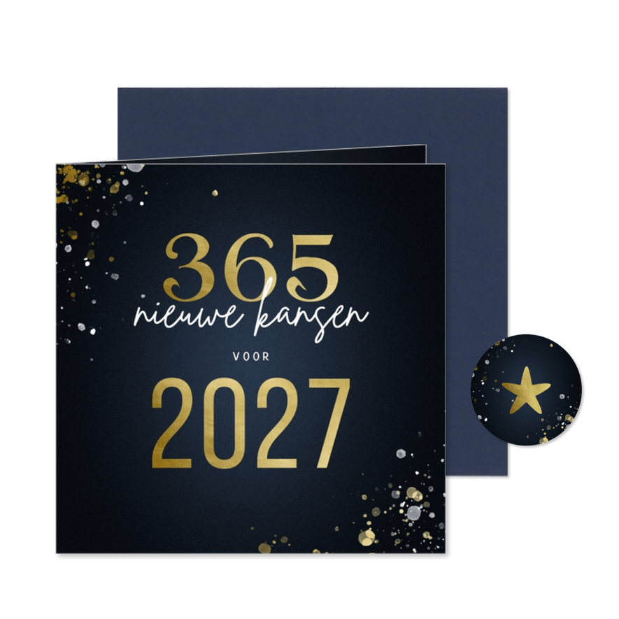 Nieuwjaarskaart 365 nieuwe kansen voor 2027 stijlvol - Kaartimpressie