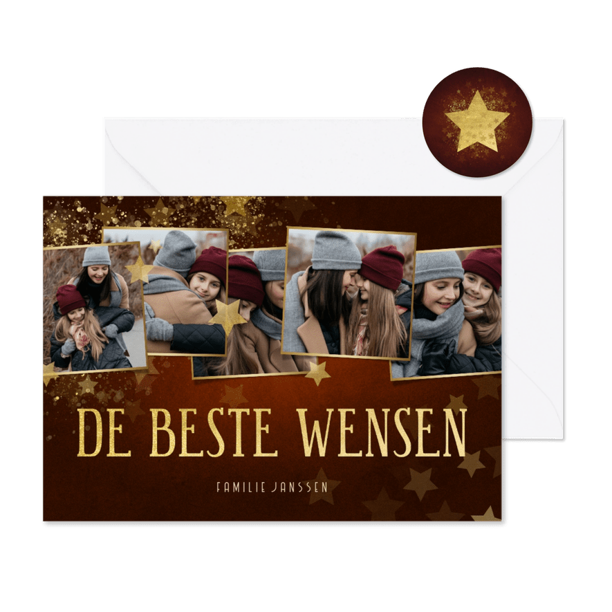 Nieuwjaarskaart beste wensen met krijtbord en sterren - Kaartimpressie