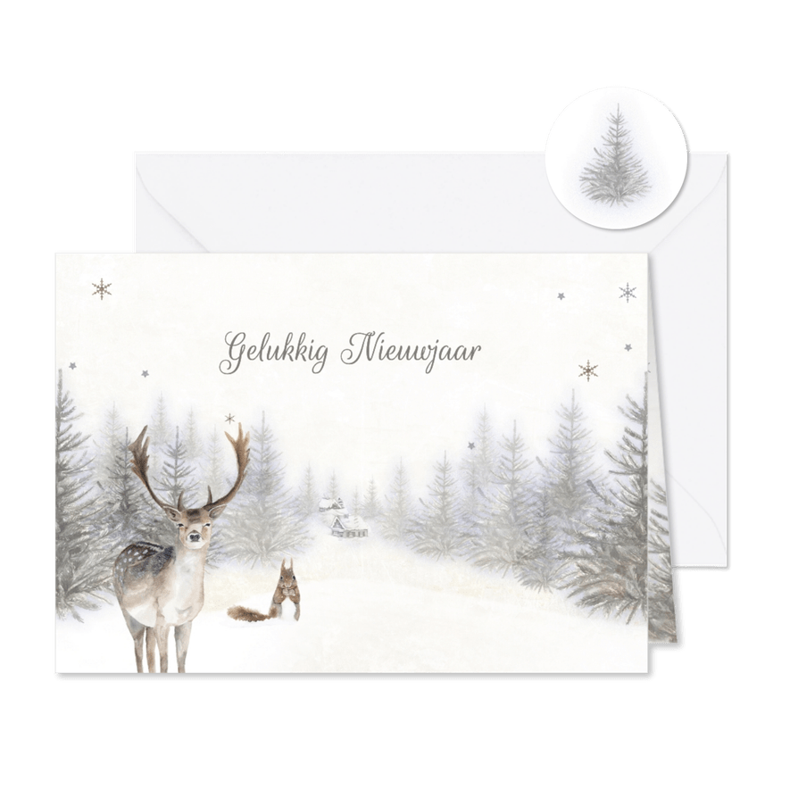 Nieuwjaarskaart bos winter - Kaartimpressie
