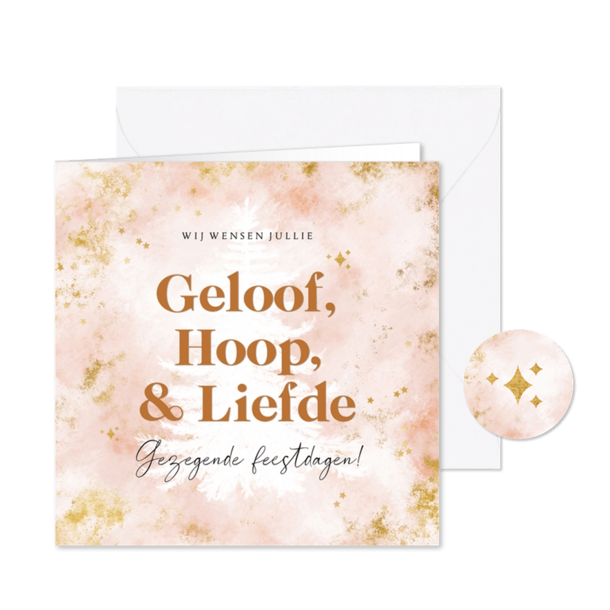 Nieuwjaarskaart christelijk schilderachtig goud silhouet - Kaartimpressie