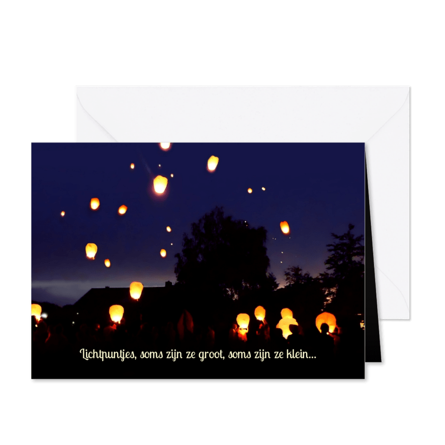 Nieuwjaarskaart de lucht vol wensen - Kaartimpressie