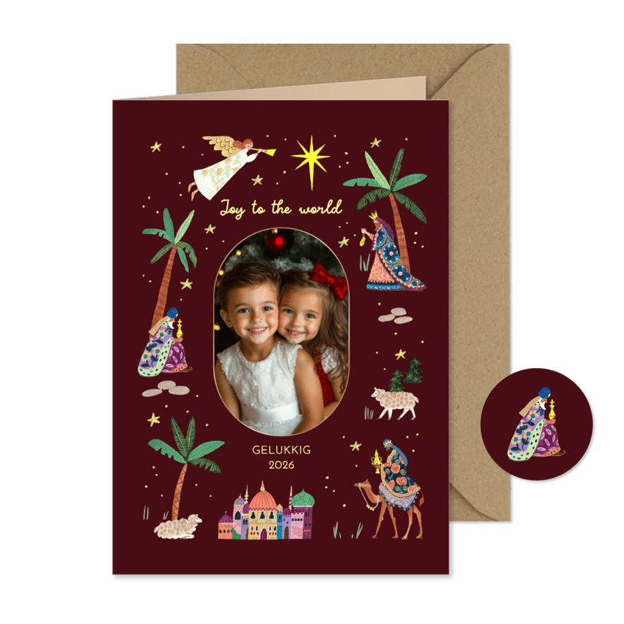 Nieuwjaarskaart drie koningen ster en engel - Kaartimpressie