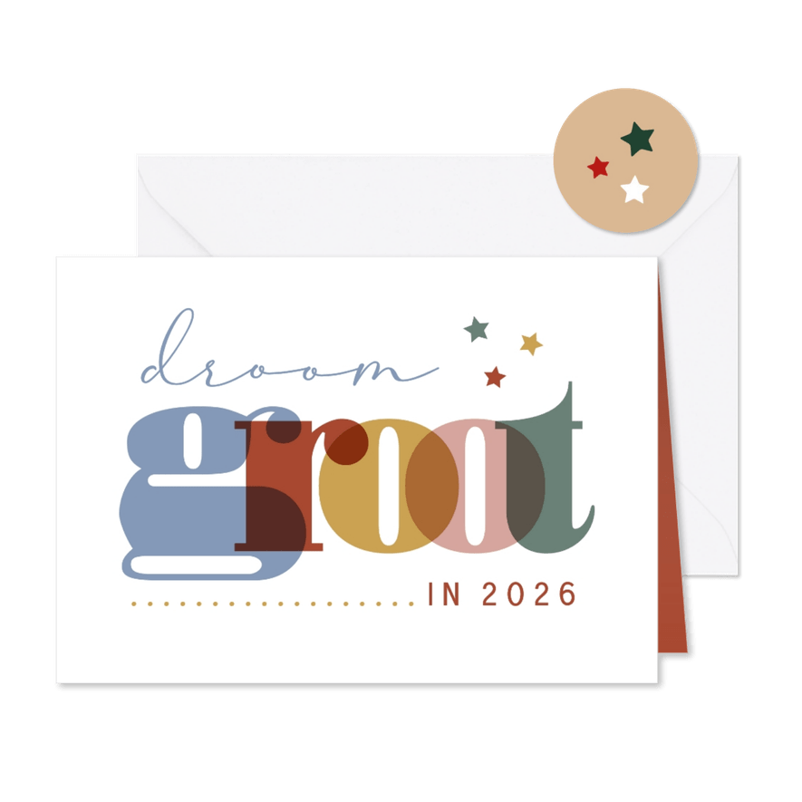 Nieuwjaarskaart droom groot - Kaartimpressie