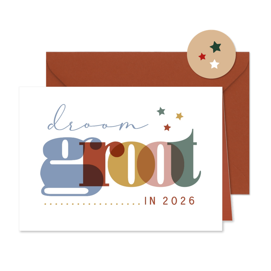 Nieuwjaarskaart droom groot - Kaartimpressie