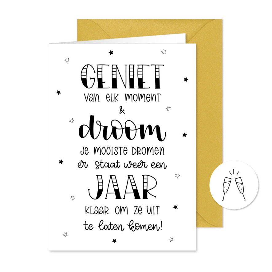 Nieuwjaarskaart - Droom je mooiste dromen - Kaartimpressie