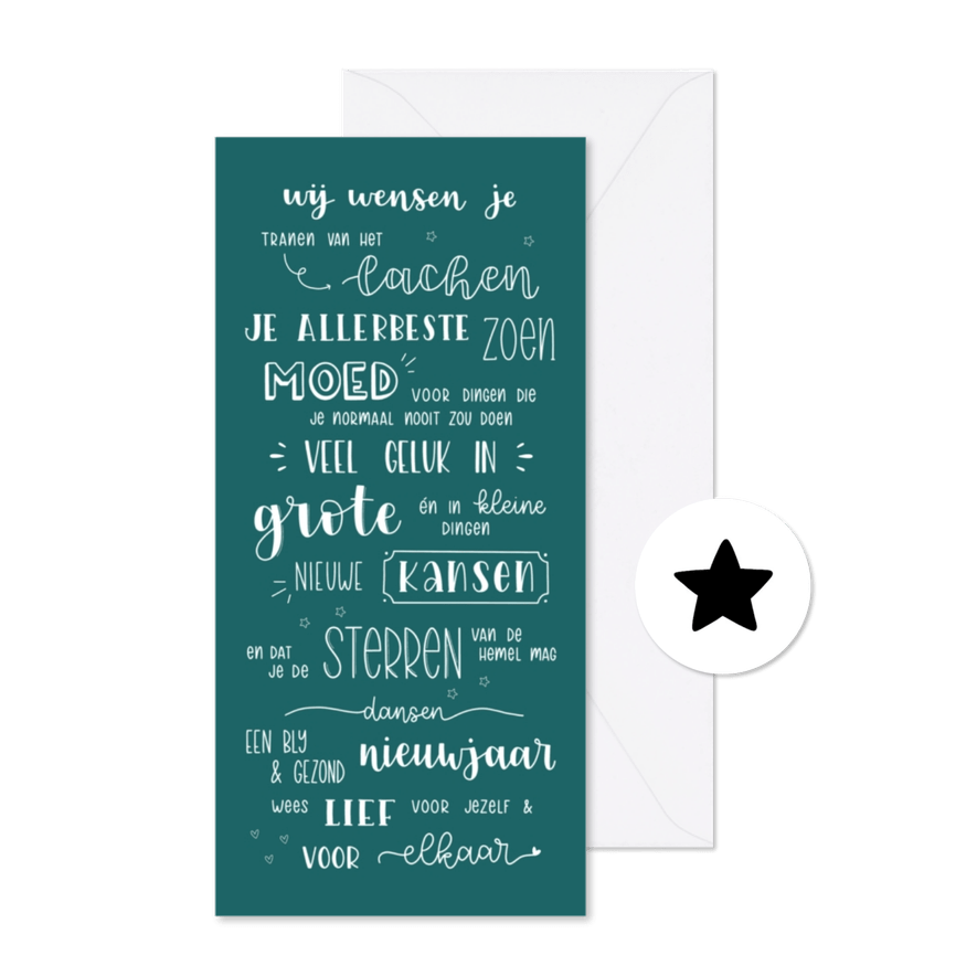 Nieuwjaarskaart - Een blij & gezond nieuwjaar - Kleur - Kaartimpressie